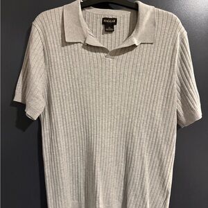 Haggar Men's Ribbed Polo Shirt - Light Gray